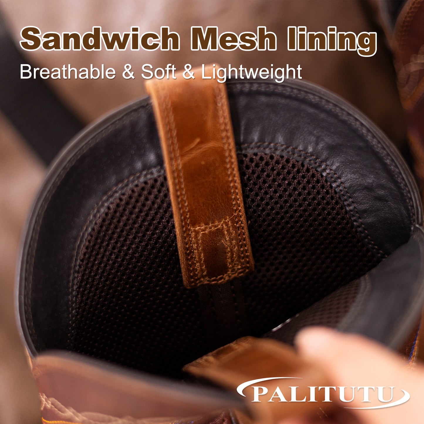 Palitutu PLT103602 Men's Western Cowboy Boots - Full Grain Leather, Square Toe