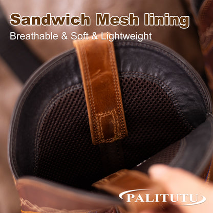 Palitutu PLT103602 Men's Western Cowboy Boots - Full Grain Leather, Square Toe