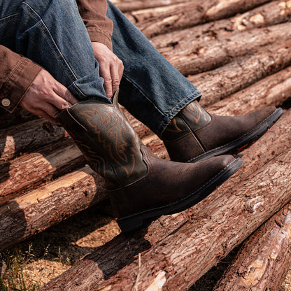 Palitutu PLT403604 Men's Work Boots - Full Grain Leather, Square Toe