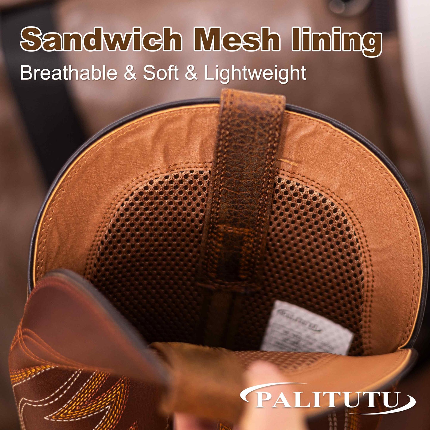 Palitutu PLT103601 Men's Western Cowboy Boots - Full Grain Leather, Square Toe