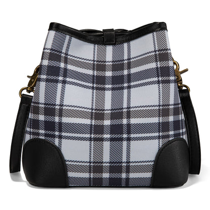 LEE54-001  LEE Plaid Canvas Drawstring Bucket Bag/Crossbody