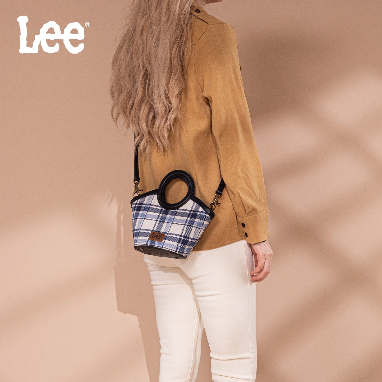 LEE54-003  LEE Plaid Canvas Top Handle Small Tote/Crossbody