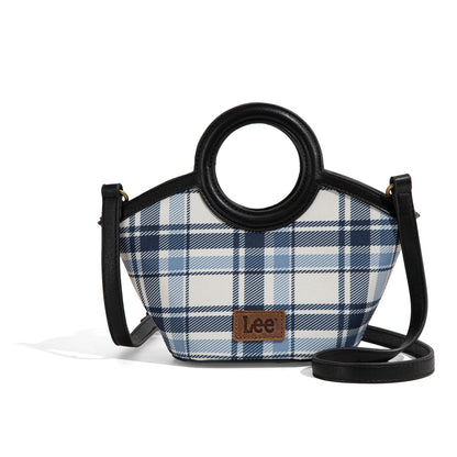 LEE54-003  LEE Plaid Canvas Top Handle Small Tote/Crossbody