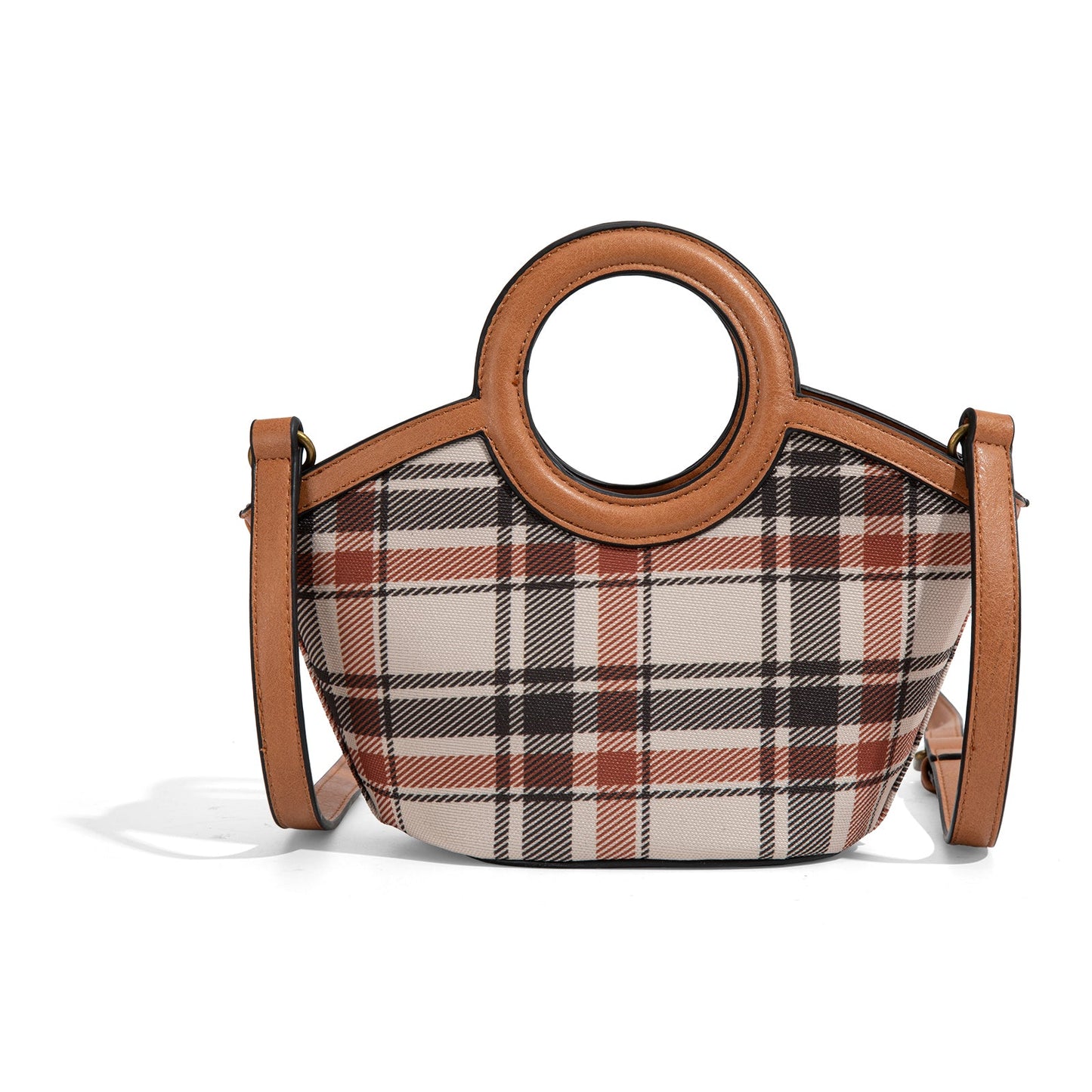 LEE54-003  LEE Plaid Canvas Top Handle Small Tote/Crossbody