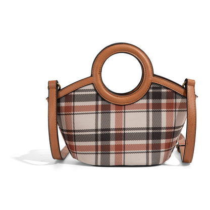 LEE54-003  LEE Plaid Canvas Top Handle Small Tote/Crossbody