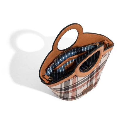 LEE54-003  LEE Plaid Canvas Top Handle Small Tote/Crossbody