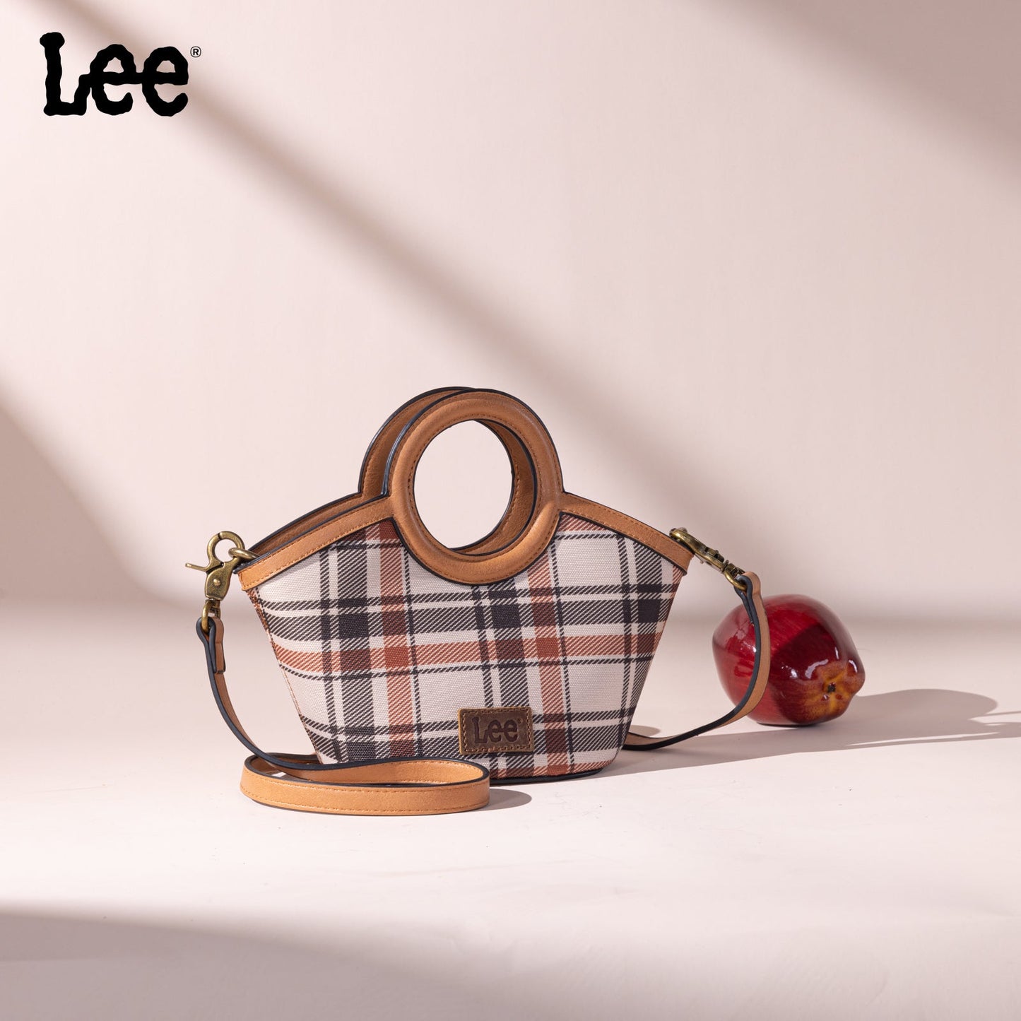 LEE54-003  LEE Plaid Canvas Top Handle Small Tote/Crossbody