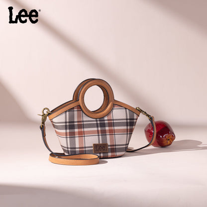 LEE54-003  LEE Plaid Canvas Top Handle Small Tote/Crossbody