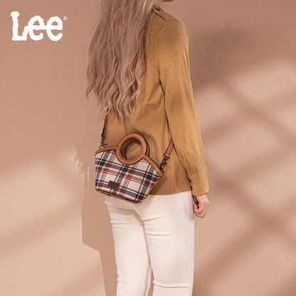 LEE54-003  LEE Plaid Canvas Top Handle Small Tote/Crossbody