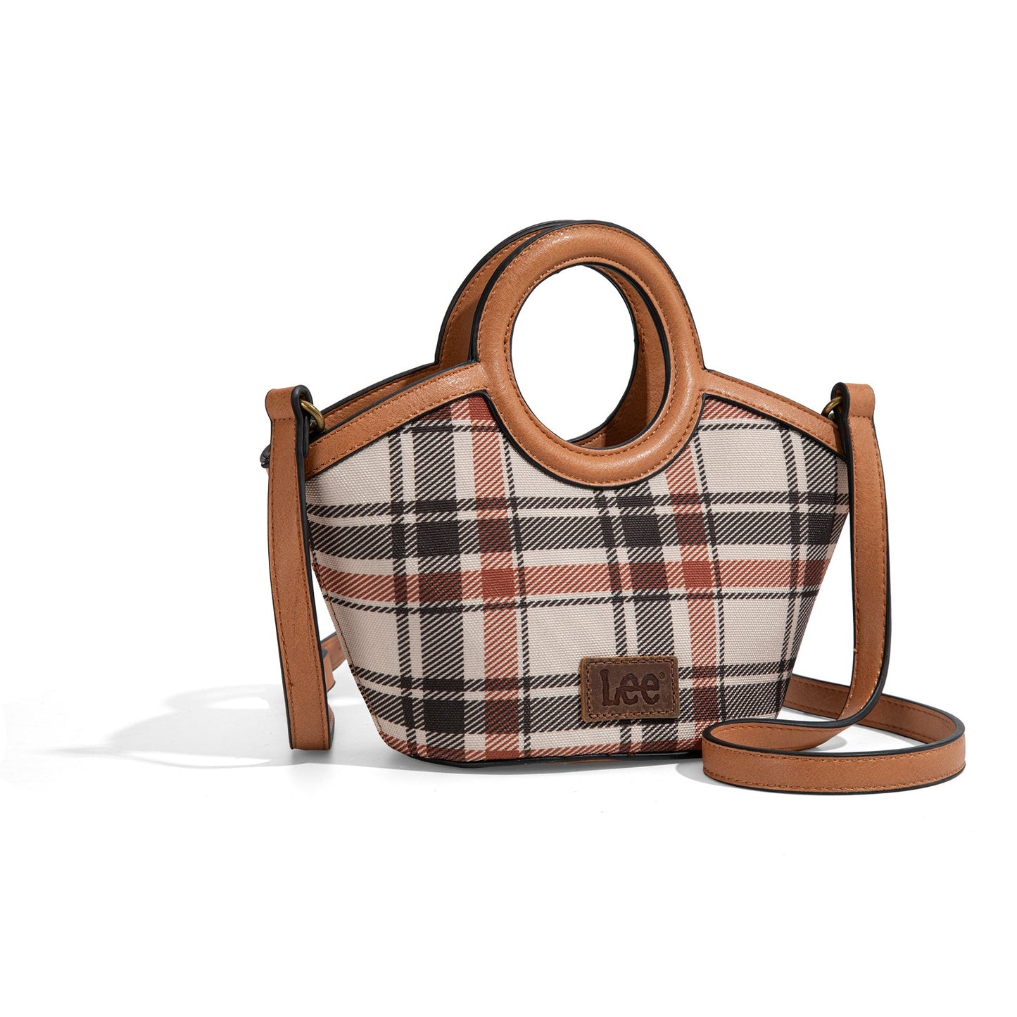 LEE54-003  LEE Plaid Canvas Top Handle Small Tote/Crossbody