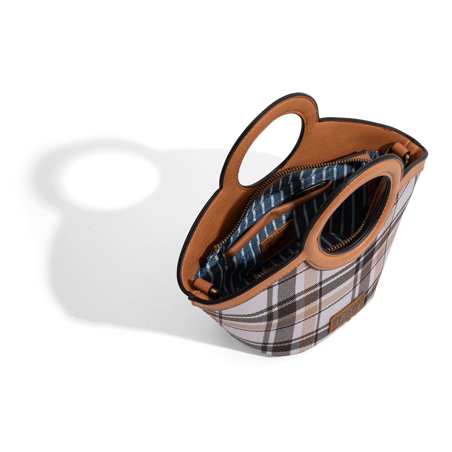 LEE54-003  LEE Plaid Canvas Top Handle Small Tote/Crossbody