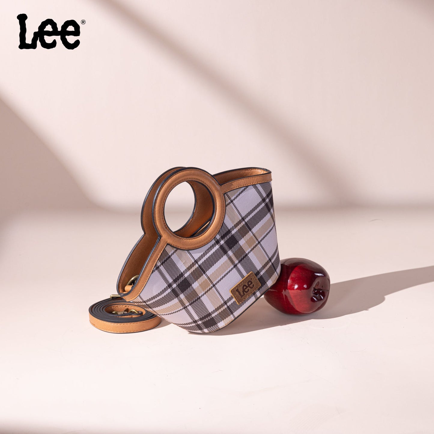 LEE54-003  LEE Plaid Canvas Top Handle Small Tote/Crossbody
