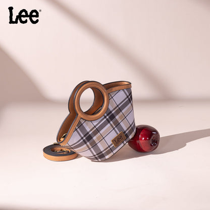 LEE54-003  LEE Plaid Canvas Top Handle Small Tote/Crossbody