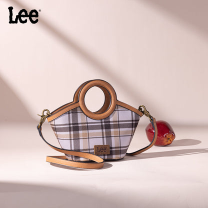 LEE54-003  LEE Plaid Canvas Top Handle Small Tote/Crossbody