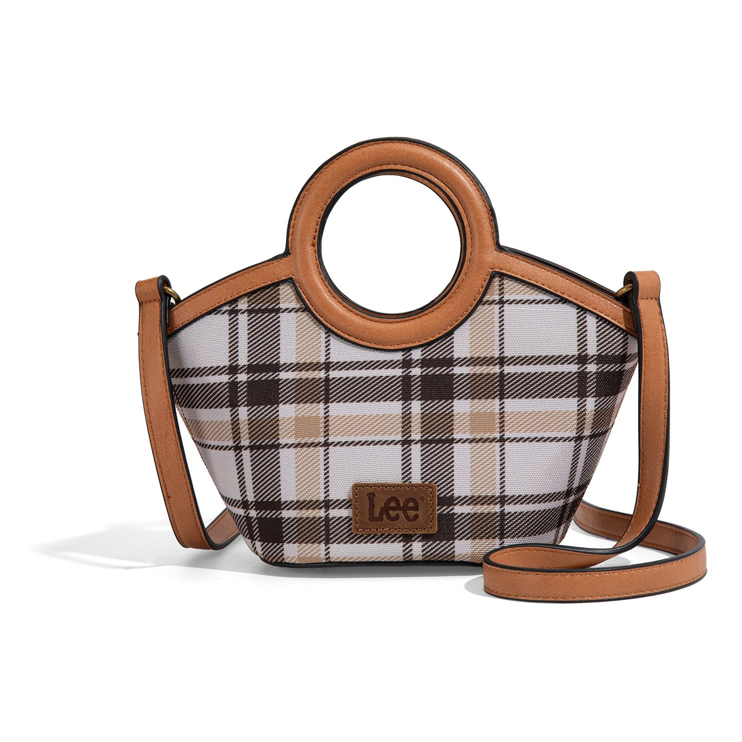 LEE54-003  LEE Plaid Canvas Top Handle Small Tote/Crossbody