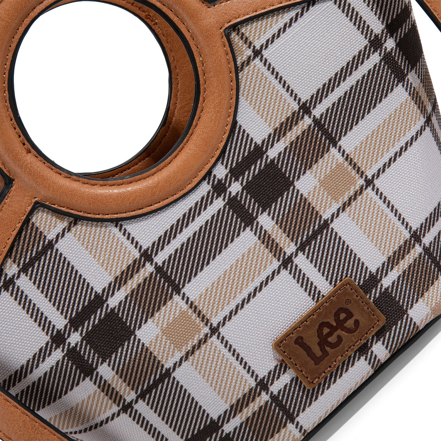 LEE54-003  LEE Plaid Canvas Top Handle Small Tote/Crossbody