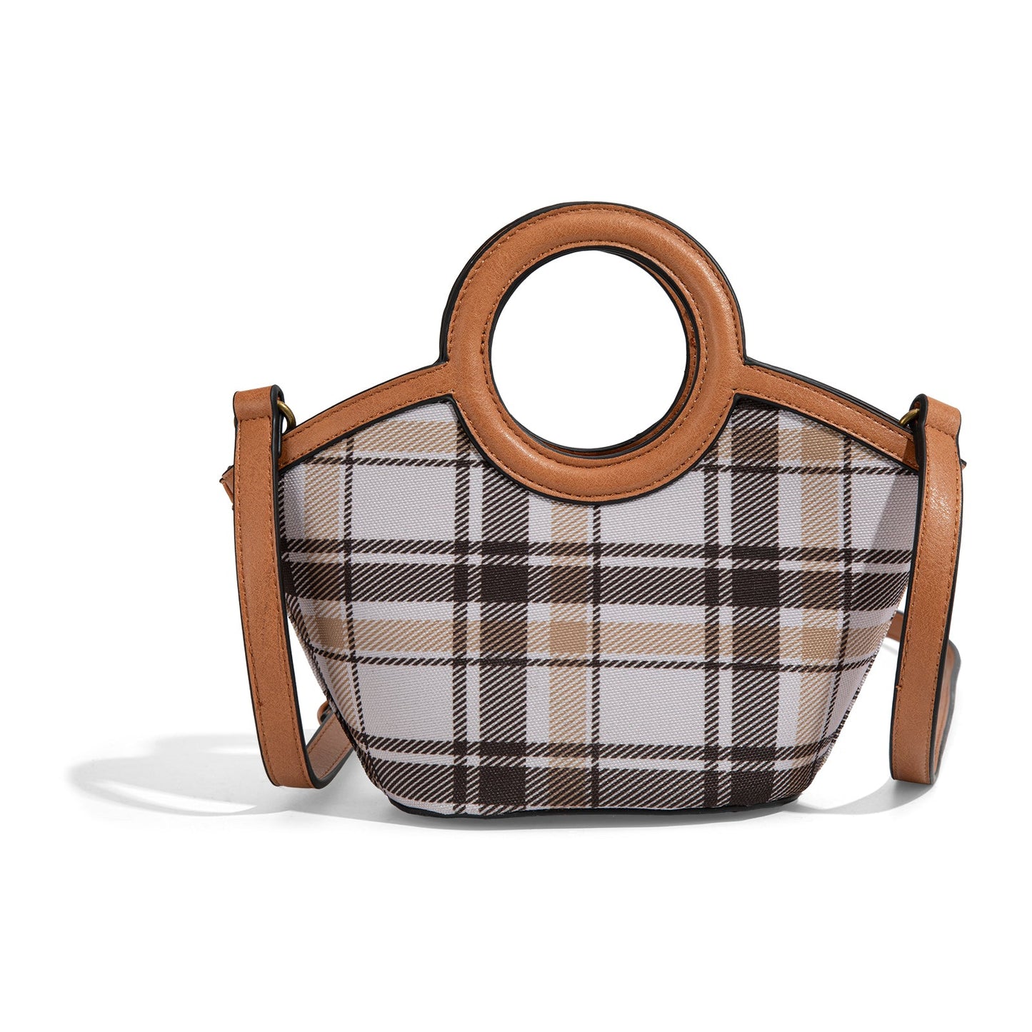LEE54-003  LEE Plaid Canvas Top Handle Small Tote/Crossbody