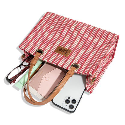 LEE55-001  LEE Striped Collection Canvas Carry-All Tote Bag