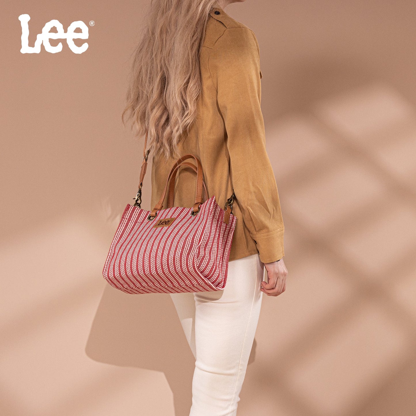LEE55-001  LEE Striped Collection Canvas Carry-All Tote Bag