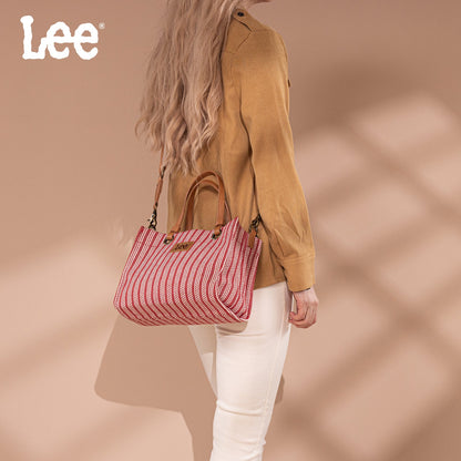 LEE55-001  LEE Striped Collection Canvas Carry-All Tote Bag