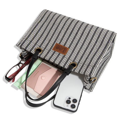 LEE55-001  LEE Striped Collection Canvas Carry-All Tote Bag