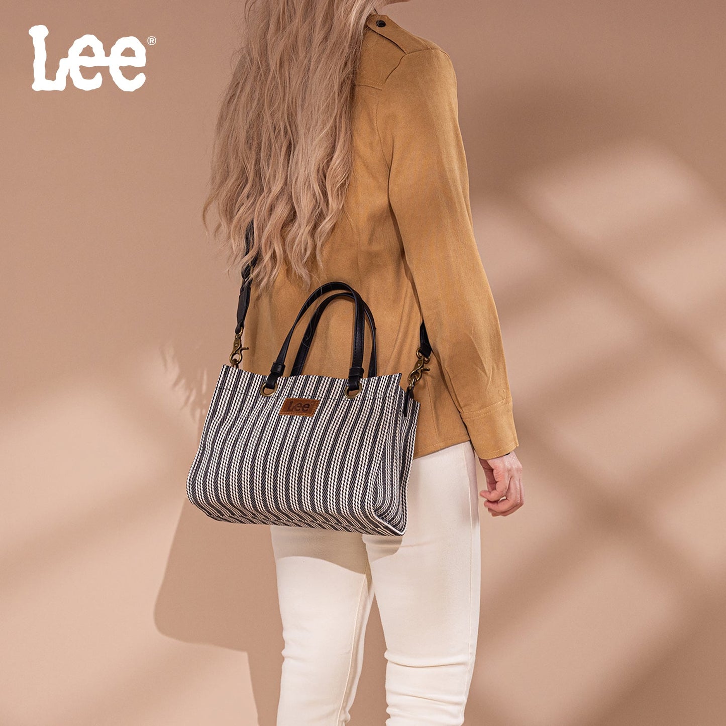 LEE55-001  LEE Striped Collection Canvas Carry-All Tote Bag