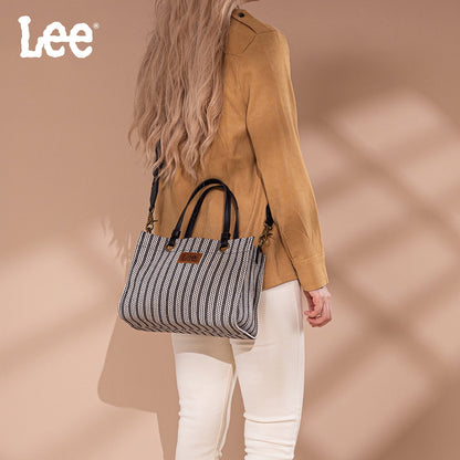 LEE55-001  LEE Striped Collection Canvas Carry-All Tote Bag