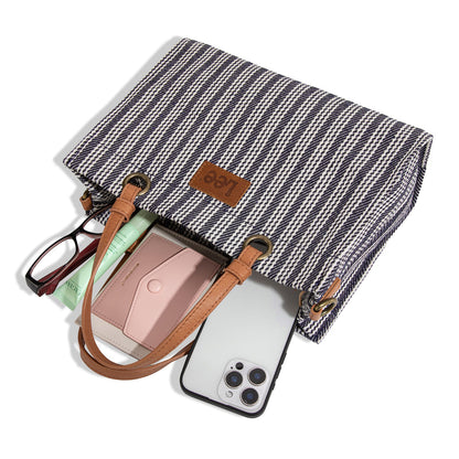 LEE55-001  LEE Striped Collection Canvas Carry-All Tote Bag