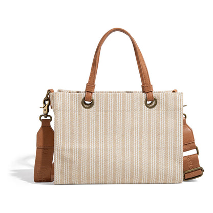 LEE55-001  LEE Striped Collection Canvas Carry-All Tote Bag