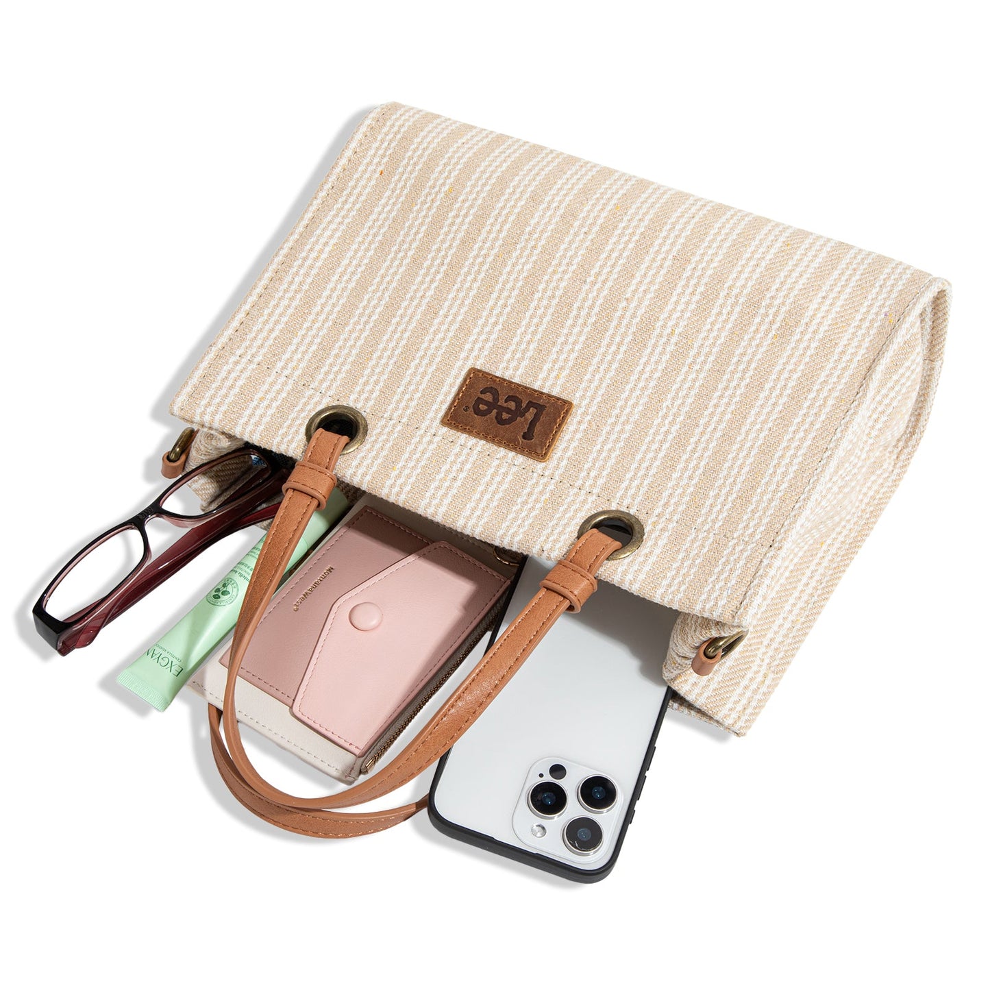 LEE55-001  LEE Striped Collection Canvas Carry-All Tote Bag