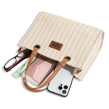 LEE55-001  LEE Striped Collection Canvas Carry-All Tote Bag
