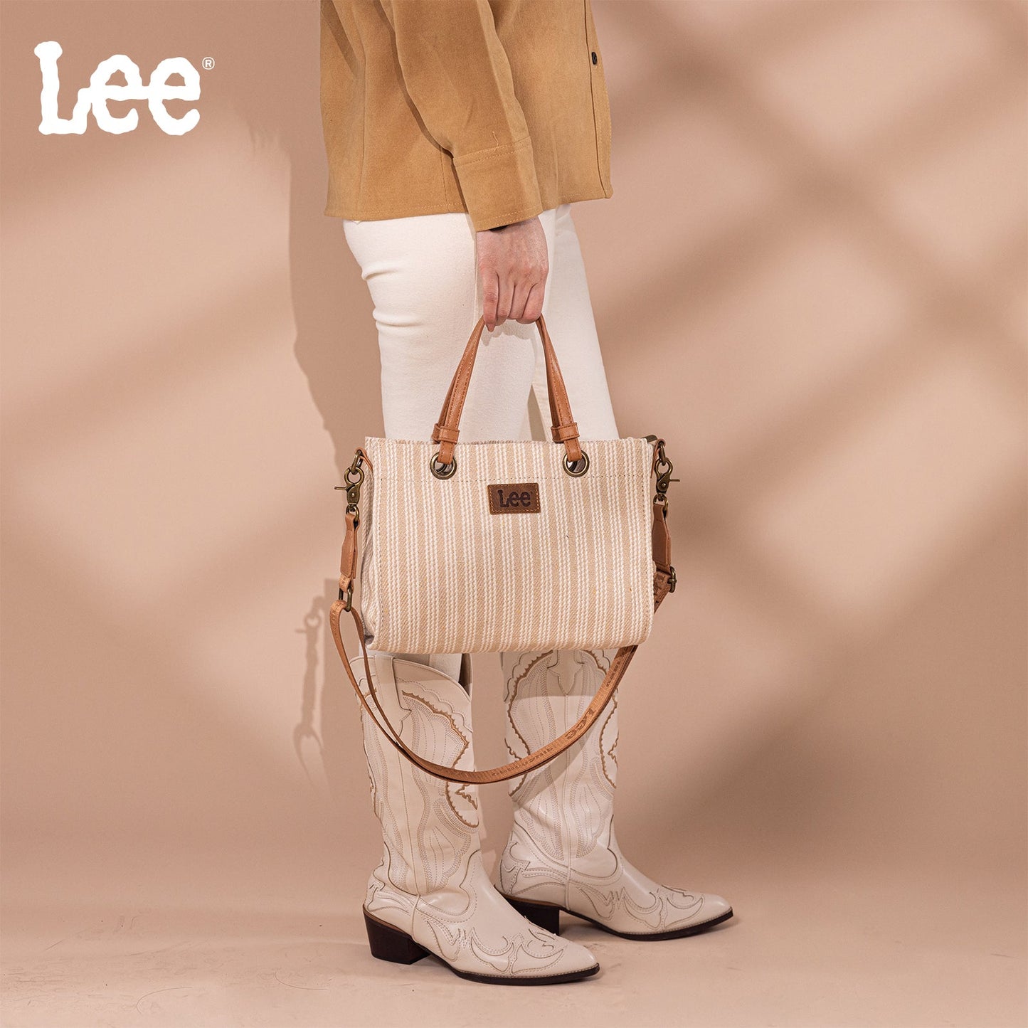 LEE55-001  LEE Striped Collection Canvas Carry-All Tote Bag