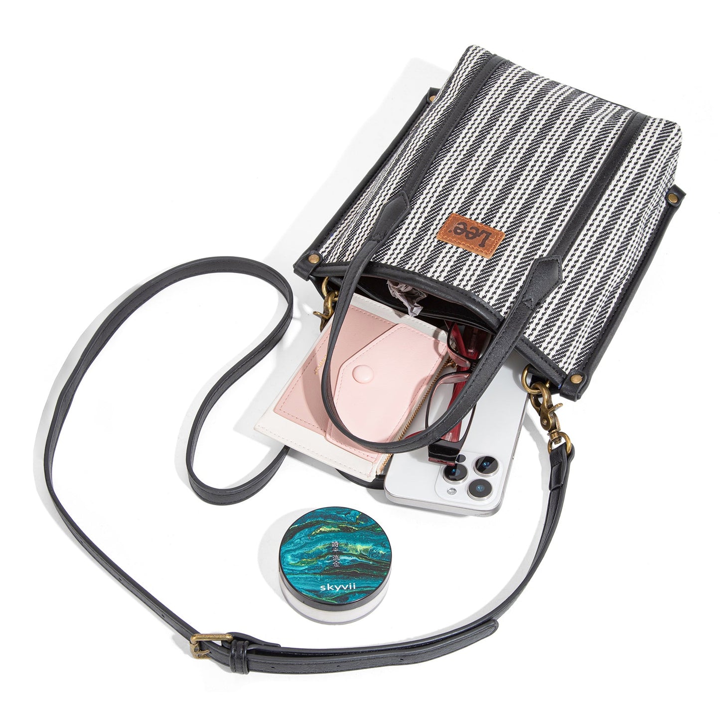 LEE55-002    LEE Stripe Collection Small Tote/Crossbody