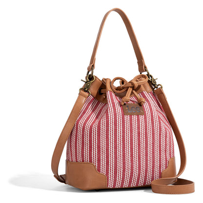 LEE55-006    LEE Stripe Collection Drawstring Bucket Crossbody Bag