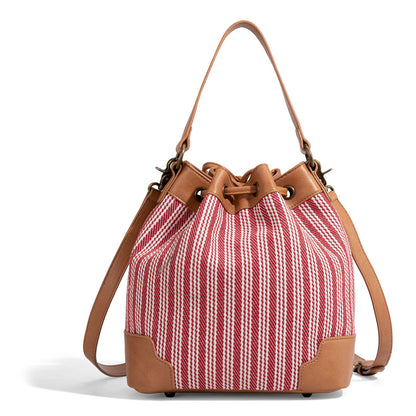 LEE55-006    LEE Stripe Collection Drawstring Bucket Crossbody Bag