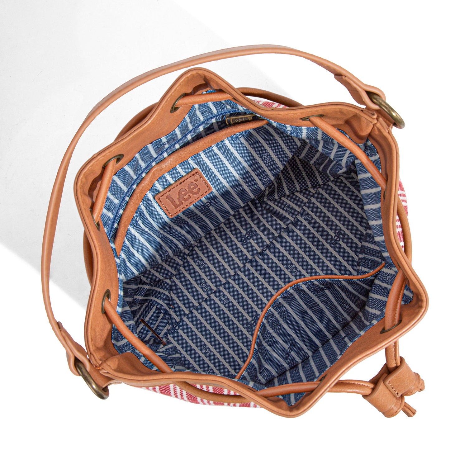 LEE55-006    LEE Stripe Collection Drawstring Bucket Crossbody Bag