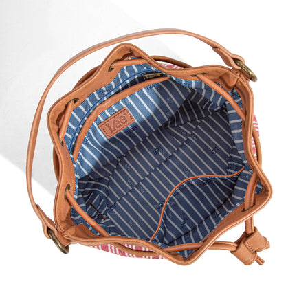 LEE55-006    LEE Stripe Collection Drawstring Bucket Crossbody Bag