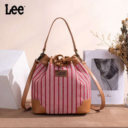 LEE55-006    LEE Stripe Collection Drawstring Bucket Crossbody Bag
