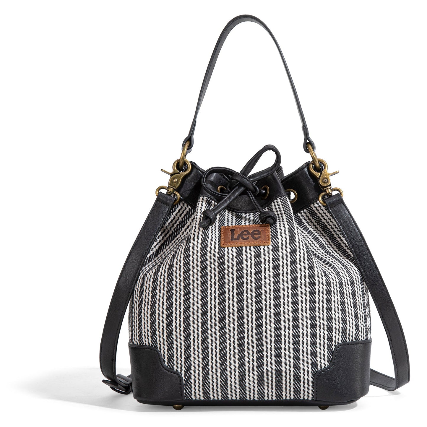 LEE55-006    LEE Stripe Collection Drawstring Bucket Crossbody Bag