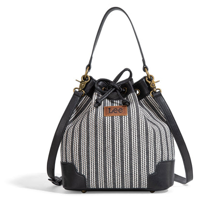 LEE55-006    LEE Stripe Collection Drawstring Bucket Crossbody Bag