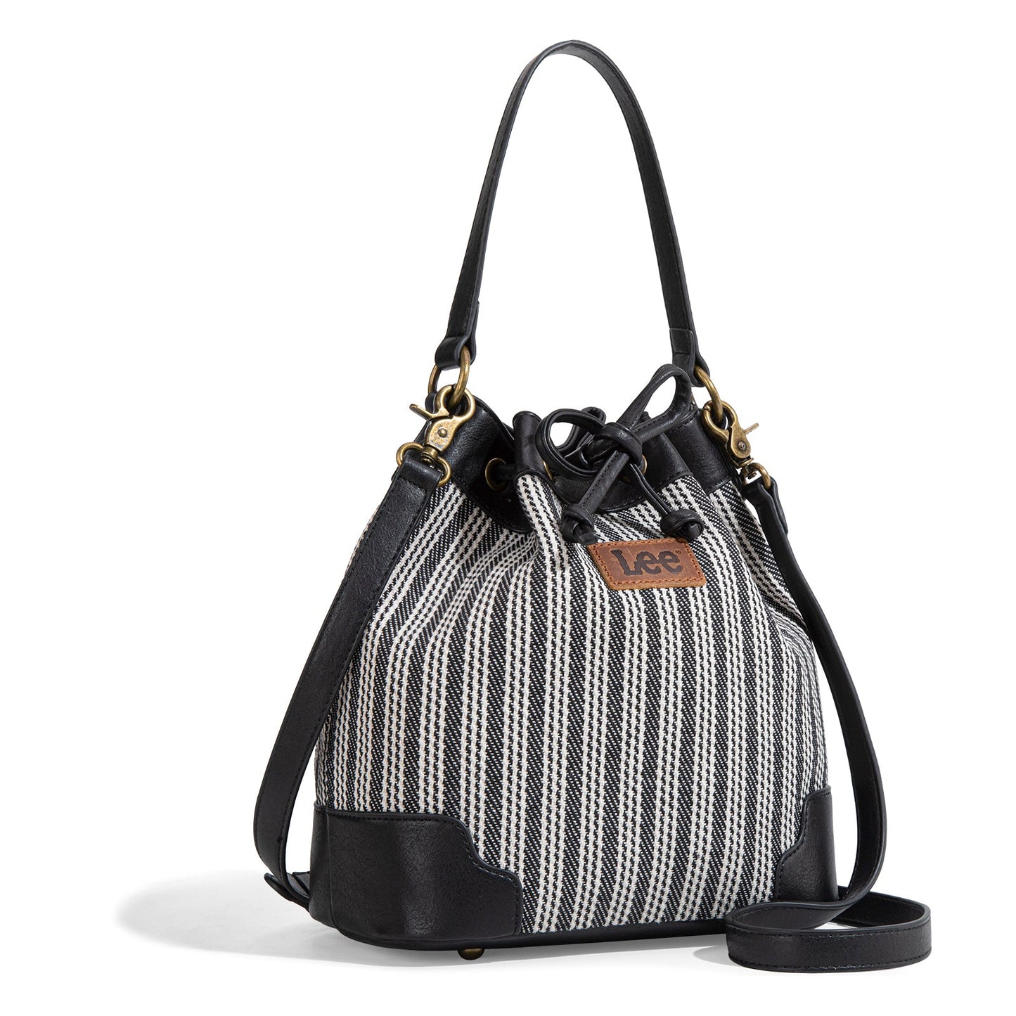 LEE55-006    LEE Stripe Collection Drawstring Bucket Crossbody Bag
