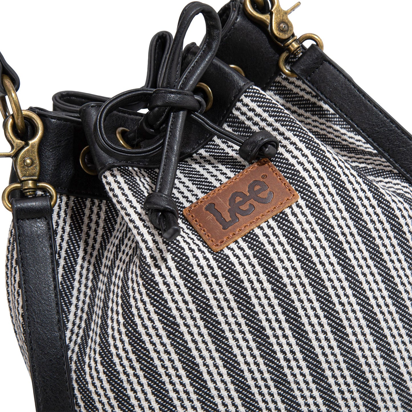 LEE55-006    LEE Stripe Collection Drawstring Bucket Crossbody Bag