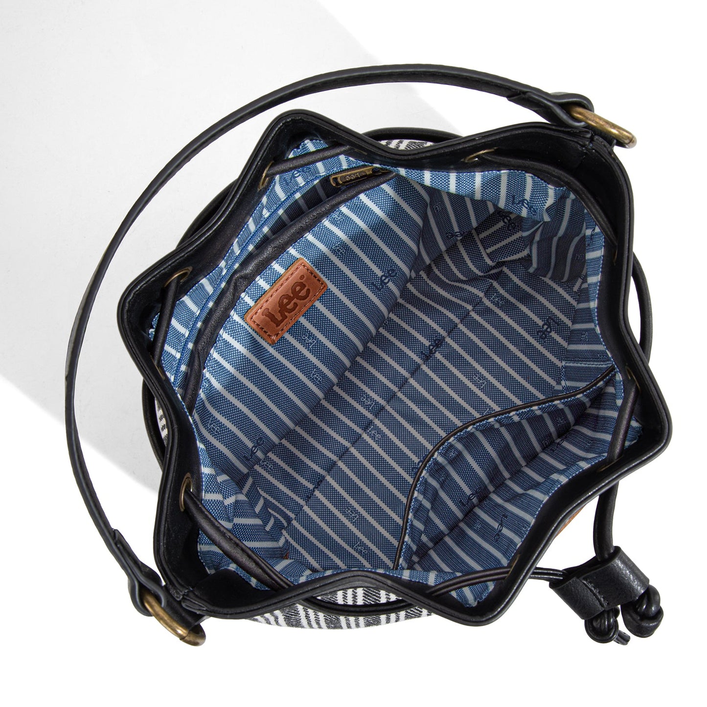 LEE55-006    LEE Stripe Collection Drawstring Bucket Crossbody Bag