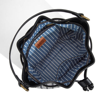 LEE55-006    LEE Stripe Collection Drawstring Bucket Crossbody Bag