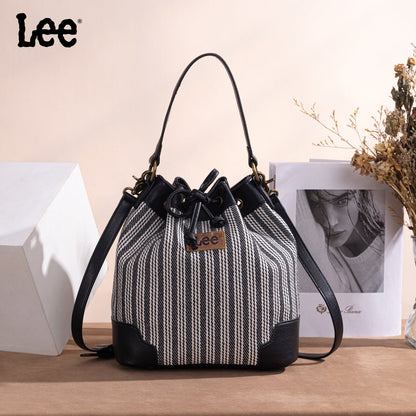 LEE55-006    LEE Stripe Collection Drawstring Bucket Crossbody Bag