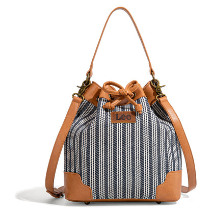 LEE55-006    LEE Stripe Collection Drawstring Bucket Crossbody Bag