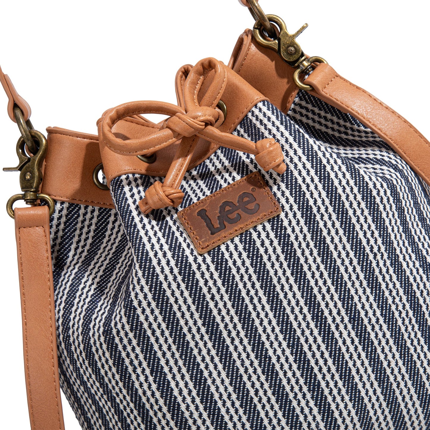 LEE55-006    LEE Stripe Collection Drawstring Bucket Crossbody Bag