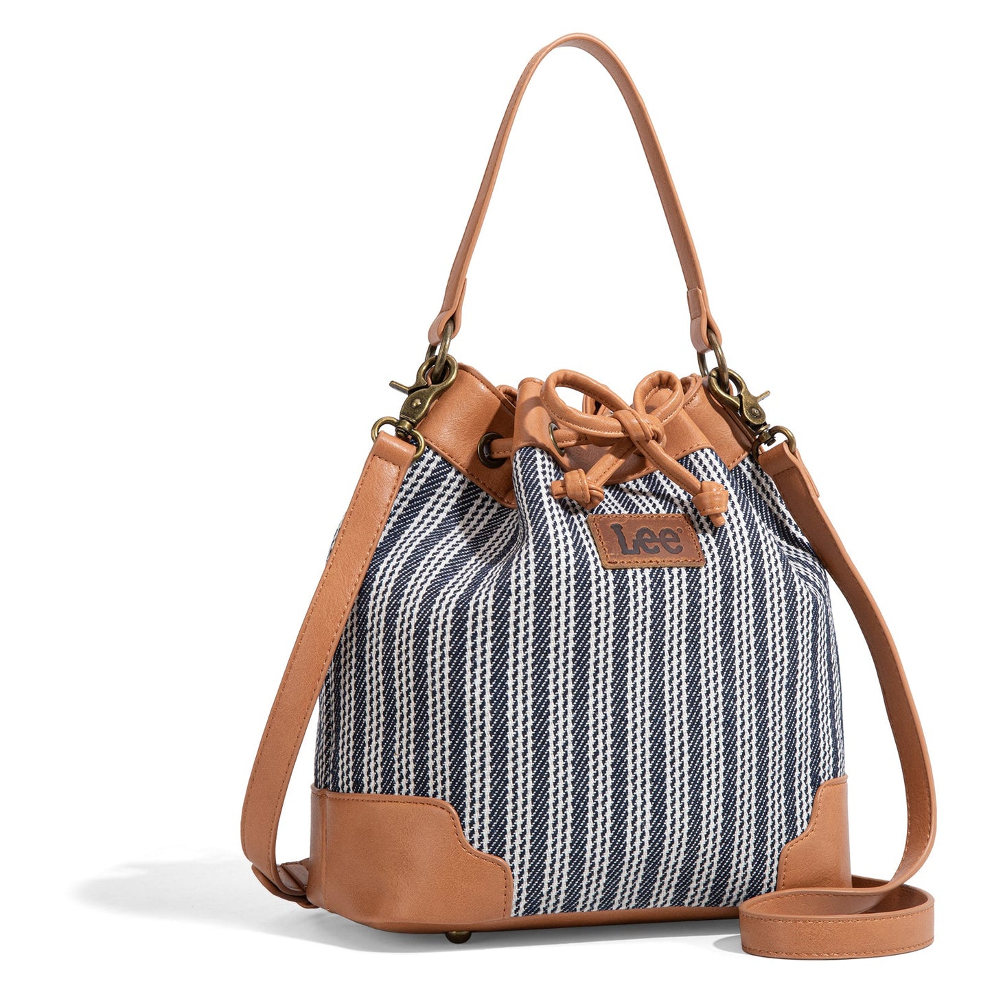 LEE55-006    LEE Stripe Collection Drawstring Bucket Crossbody Bag