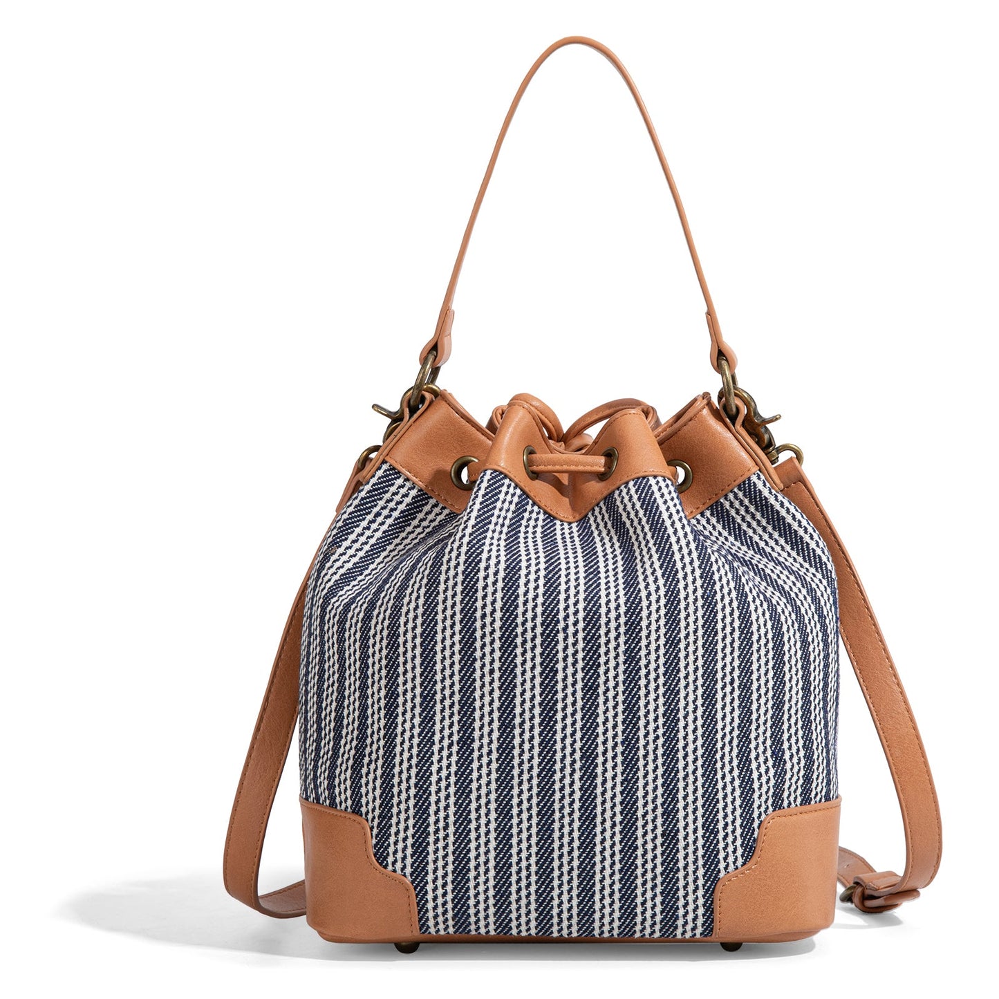 LEE55-006    LEE Stripe Collection Drawstring Bucket Crossbody Bag