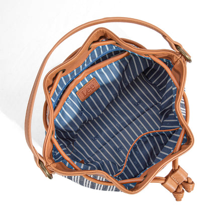 LEE55-006    LEE Stripe Collection Drawstring Bucket Crossbody Bag